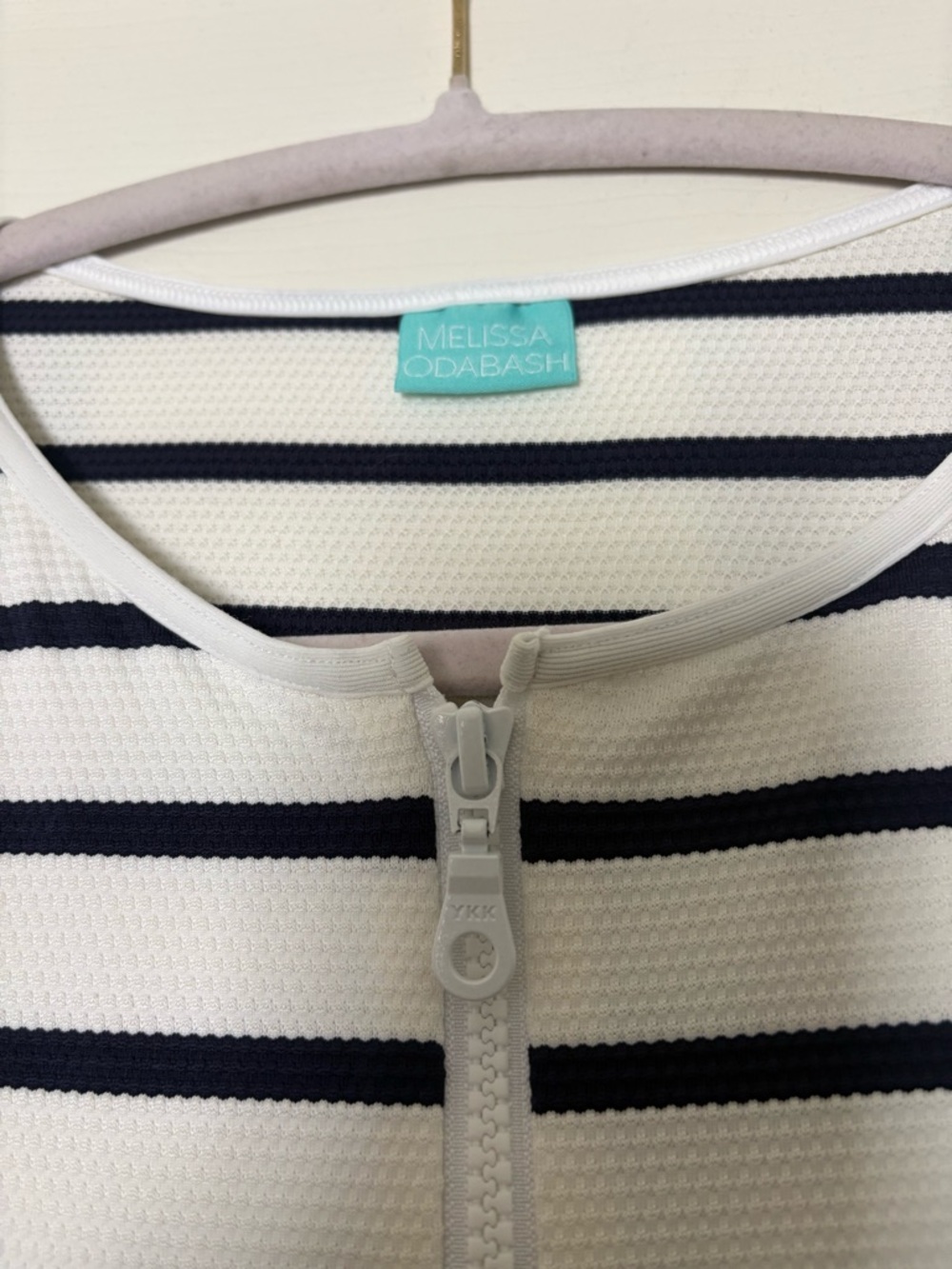 Melissa Odabash White & Navy Cali striped stretch pique rash guard size 6US - Picture 2 of 3